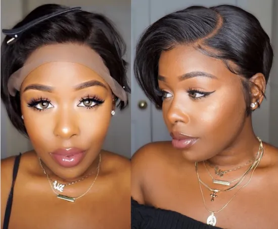 Wholeslae Factory Price Short Pixie Cut  Wig Human Hair Lace Front Wigs For Black Woman