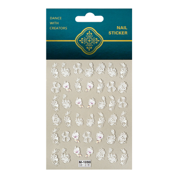 White Flower 5D Nail Art Stickers for Salon Manicure