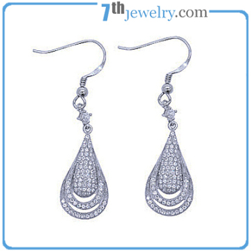 Wholesale Western Style CZ Diamond Rhodium Plating Sterling Silver Drop Earring