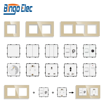 Bingoelec DIY UK/EU Standard USB TV with Network Function Keys, Mechanical Switch, and Socket Glass Panel