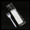 Disposable White PP Cutlery Set With Plastic Bag Individual Packaging PP Fork Knife And Napkin