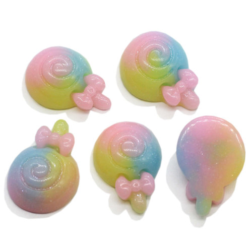 14 * 20mm Kawaii Gradient Ramp Color Lollipop Candy Flatback Resin Craft Miniatura fatta a mano per fermagli per capelli per bambini Accessori