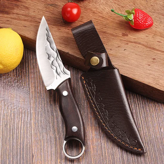 Serbian Chef Knife with Leather Sleeve: A Multi-functional Outdoor Camping Necessary Small Knife for the Kitchen