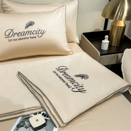 Silky Cheap Embroidery Bedspread and Bedsheet Set with Air Conditioning Quilt