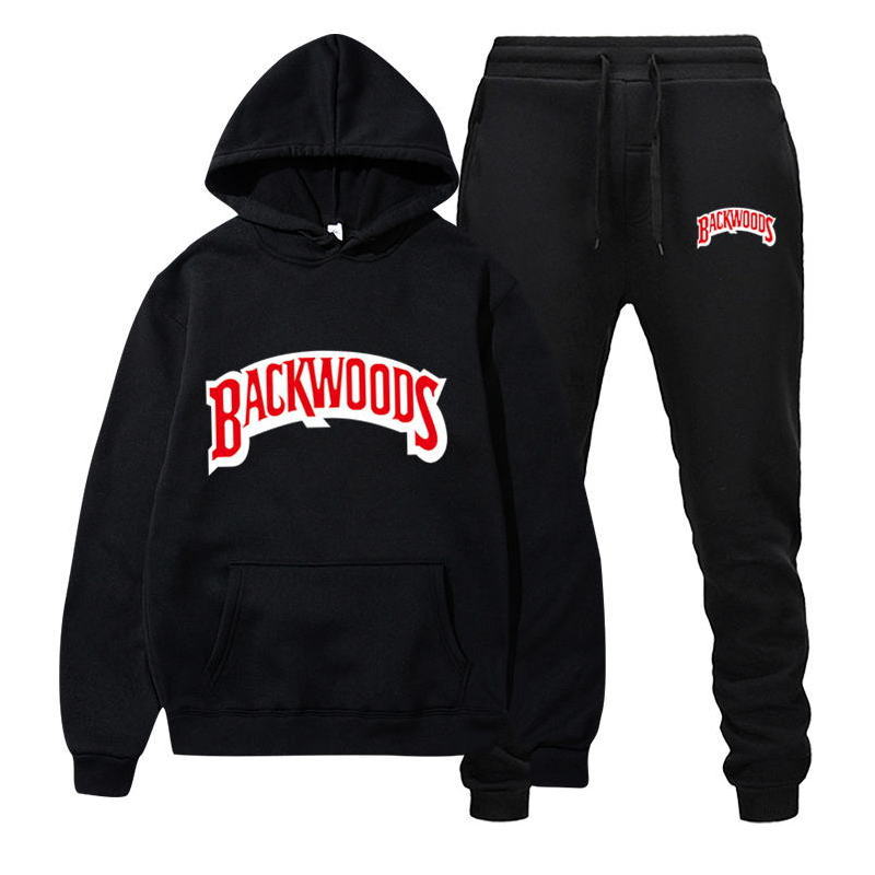 Letters Backwoods Men's Set Hooded fashion brand Fleece Hoodie Pant Thick Warm Sportswear Tracksuits Male Sweatsuit Tracksuit
