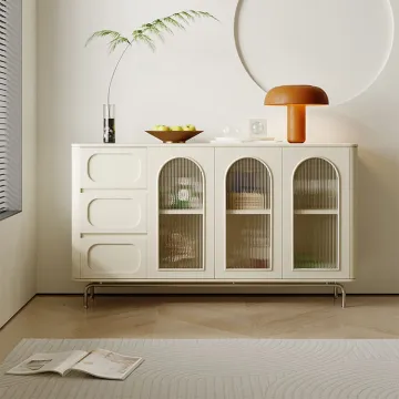 Modern White Solid Wood Sideboard Storage Cabinet for Living Room