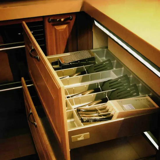 Drawer Light: 2-Drawer Nightstand Table with LED Lights (80lm/W) - Illuminated Kitchen Drawer Solution