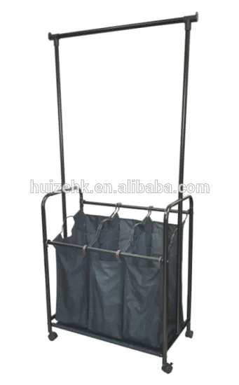 Triple bag laundry sorter with hanging rack laundry