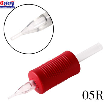 Solong Tattoo G506B-5RT 25mm Tattoo Grip with Clear Tip 1'' Soft Disposable Tattoo Tube Grip