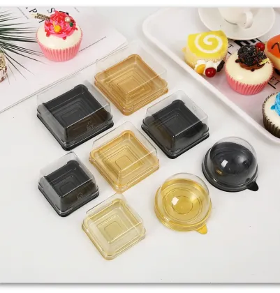 MorSun Gold Bottom Clear Cover Plastic Snow Mei Niang Box Moon Cake Container - Various Weights Available