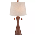 Modern Hourglass Table Lamp Warm Brown Wood