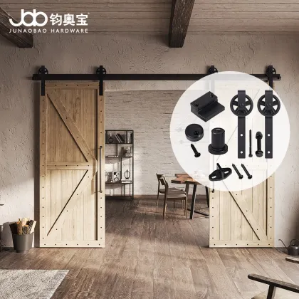 American Style Single Slide Solid Wooden Barn Door Roller Hardware