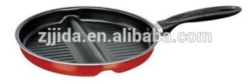 2 devided aluminum fry pan with long handle.