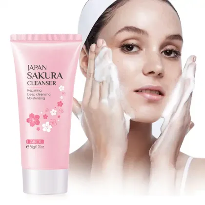 LAIKOU 50g Natural Organic Face Skin Care Facial Wash - Deep Cleansing & Moisturizing Japan Sakura Cleanser