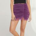 Womens Fashion Shinning Silver Mesh Short Skirts