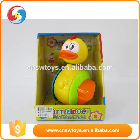 Funny battery operated plastic yellow rocking duck toy light with music