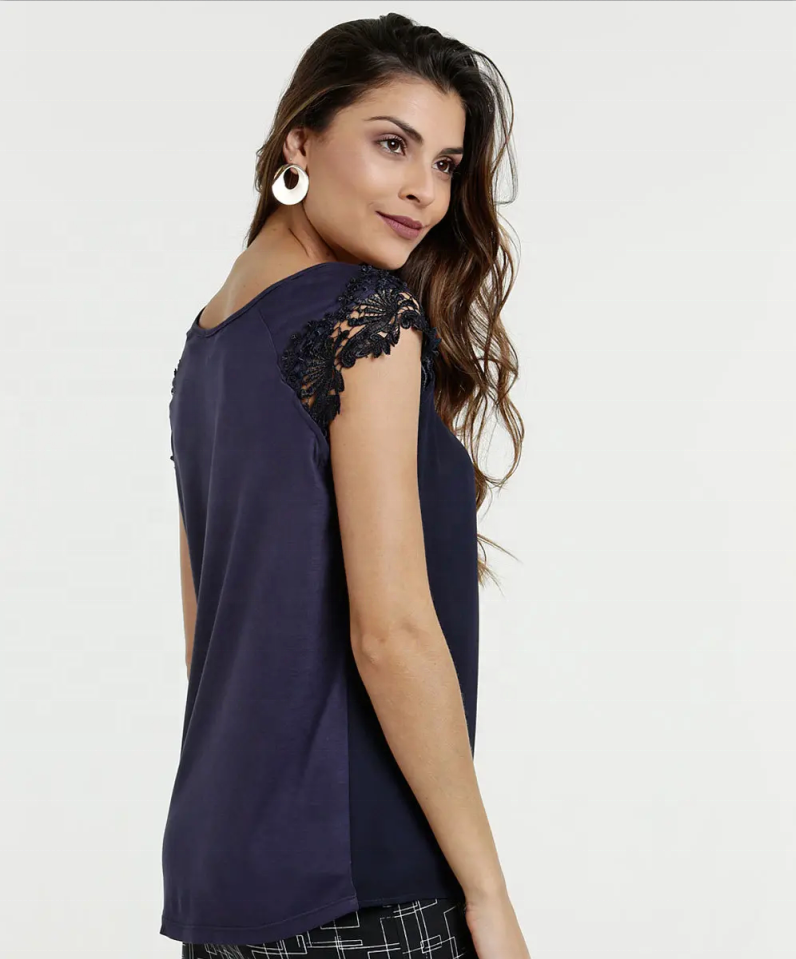 Sleeveless casual Top Lace on the shoulder blouse