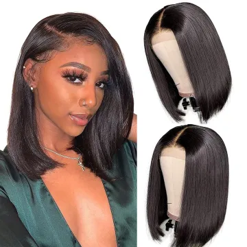Short Bob Lace Front Wigs Human Hair Middle Part Bob Wigs Human Hair Brazilian Straight Human Hair Lace Bob Wigs