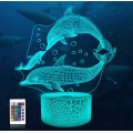 Lâmpada de cabeceira de cabeceira de ilusão de animais marinhos