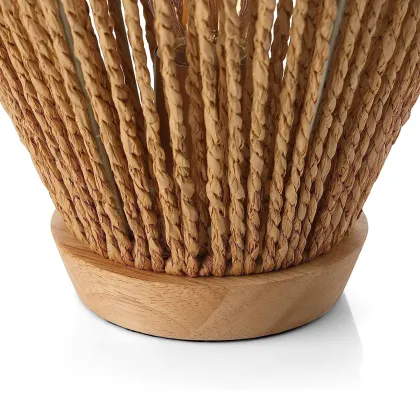 Retro Chinese Hemp Rope Table Lamp - Handmade Rattan Bedside Light for B&B Bedrooms