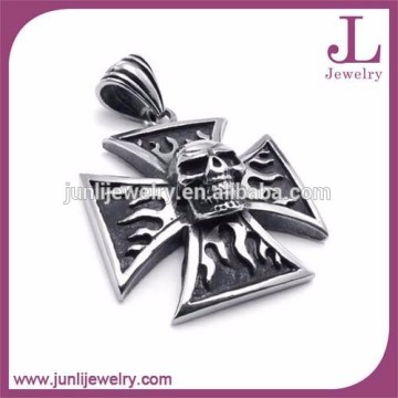 Stainless Steel Pendant Necklace Biker Jewelry Cross Skull Pendant