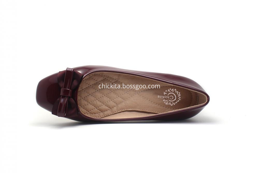 Classic Patent PU Bowknot Heel Shoe