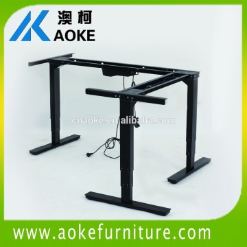 L shaped counter height adjustable desk