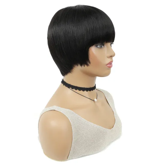 X-TRESS Wholesale Price Straight Short Bob 100% Human Hair Wig With Bangs Women Daily Wigs With Natural Wearing Performance