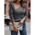 Women`s Long Sleeve Irregular Neck Sweater