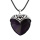 Blue Goldstone Antique Silver Alloy Heart Pendant Necklace 45cm Black Cord