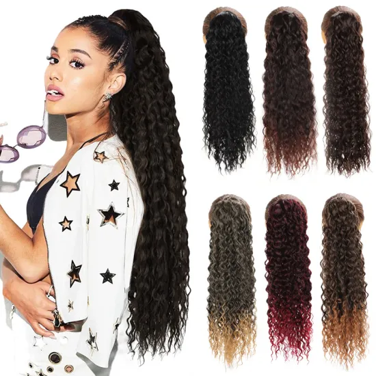 22-inch Heat Resistant Kinky Curly Synthetic Hair Ponytail Extensions with Drawstring
