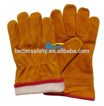 Deluxe Golden Split Cowhide Short Leather Welding Gloves