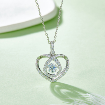 Charm Silver Plated Heart Hollow Moissanite Necklace