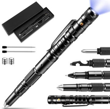 مجموعة الهدايا في Ultimate Survival: قلم تكتيكي مع Multitool المدمج ومصباح يدوي LED والمزيد - مثالي للرجال والآباء والمغامرين - عيد ميلاد وعيد الميلاد في صندوق أنيق