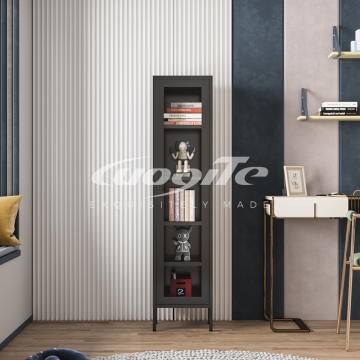 Sleek Single Black High Steel Bookcase