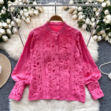 Vintage French Lantern Sleeve Lace Blouse