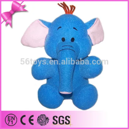 sitting stuffed soft plush mini toy blue elephant keychain