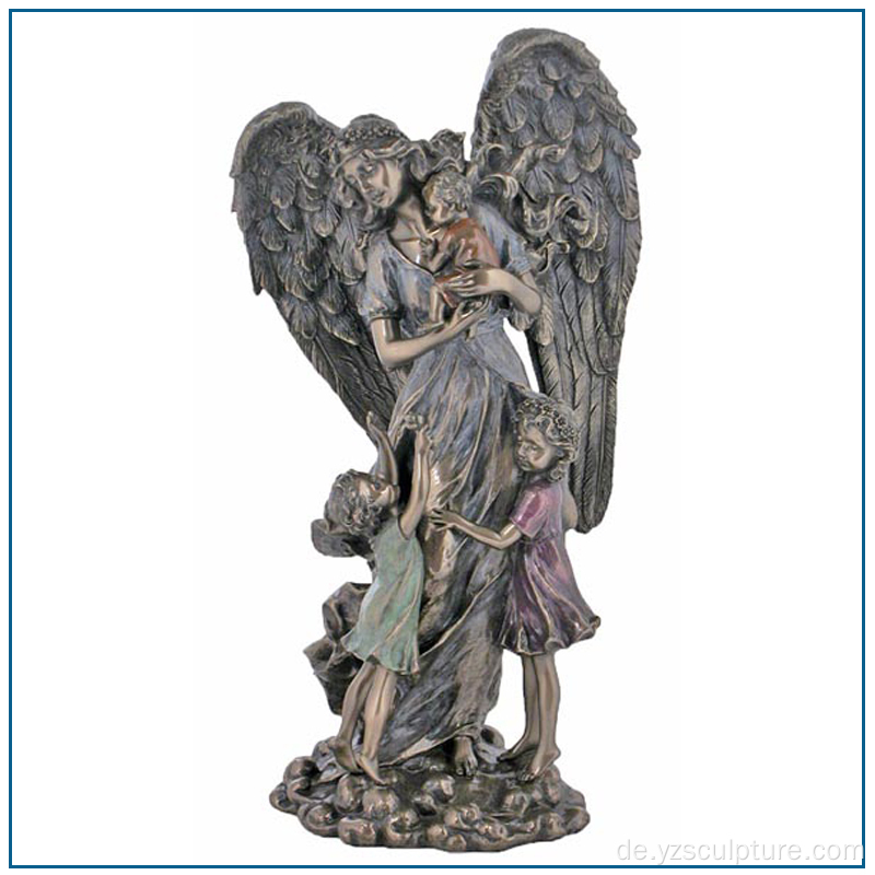 Lebensgröße Bronze Engel Statue Mutter und ihre Kinder