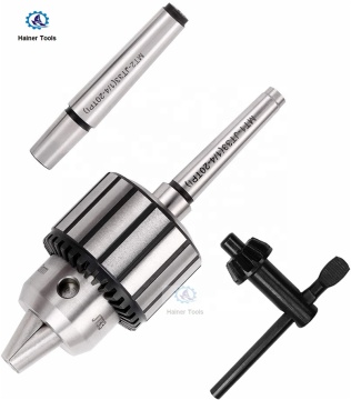 Lightweight Key-Type Drill Chuck 0.6-6mm Range 3/8-24UNF Taper Mounted with 1/4 Hex Shank and 3/8 Thread Extension Rod