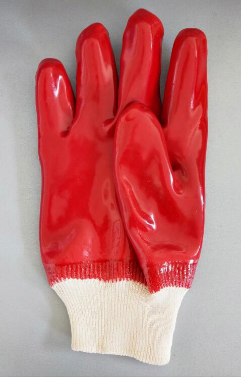 Red PVC Single Dipped Rękawiczki dzianiny