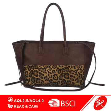 Leopard Faux Suede PU Patchwork Fashion Ladies Hand Bag