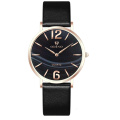 Ins Semi-Pretecy Marble Dial Cailz Leather Watch