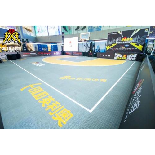 हाई एंड टीपीई रबर टाइल्स एसईएस इंटरलॉकिंग बास्केटबॉल फर्श FIBA ​​और FIBA ​​3x3 अनुमोदन के साथ