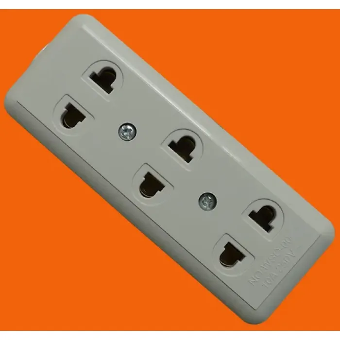 Soket Dinding 4 Tiang 2 Pin Datar AE6004