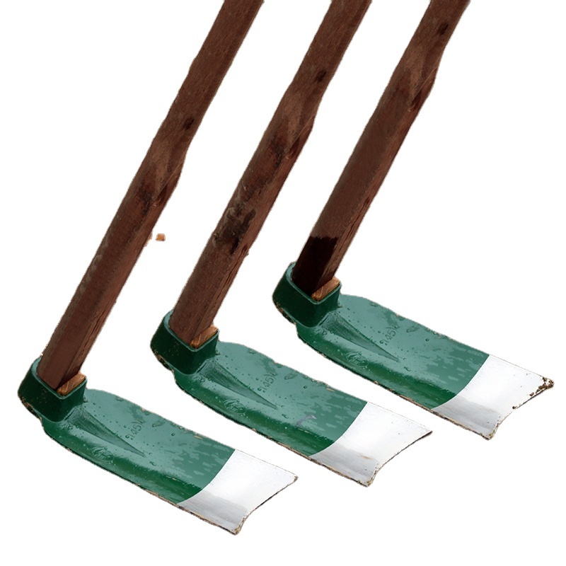 Wholesale Green Digging hoe high quality digging hoe wood Handle Rail steel digging hoe
