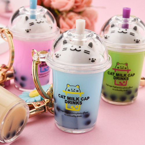 Cat Milk Tea Cup sleutelhanger