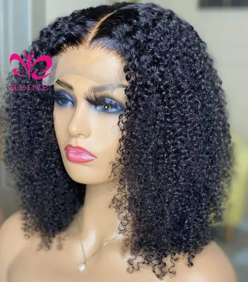 4x4 Bob Lace Closure Wig Indian Straight and Curly Human Hair for Black Women  double drawn human hair wig Blunt Cut Bob Wig