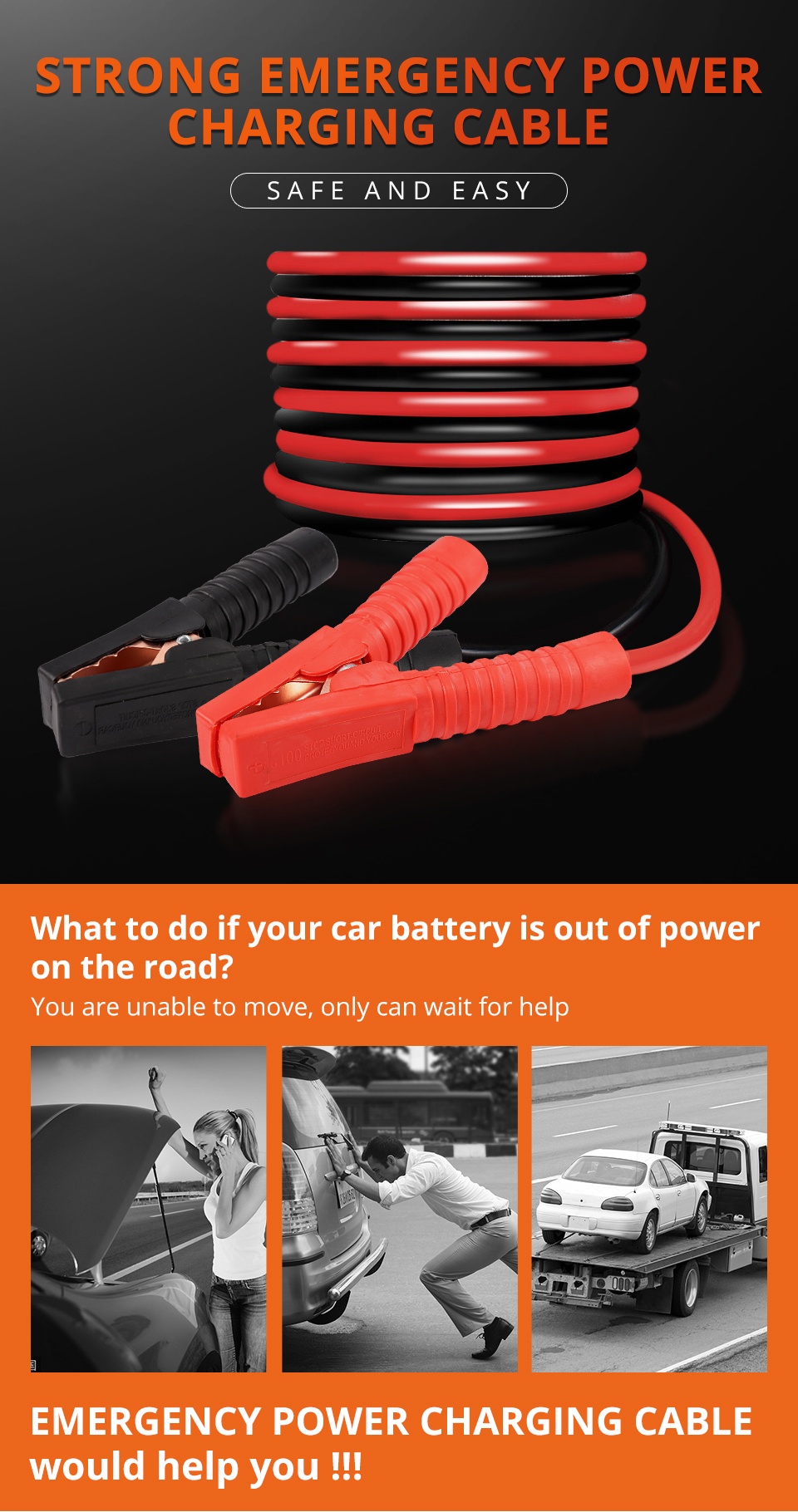 Partol 3m 1800amp Car Battery Jump Cable Booster Cable Emergency