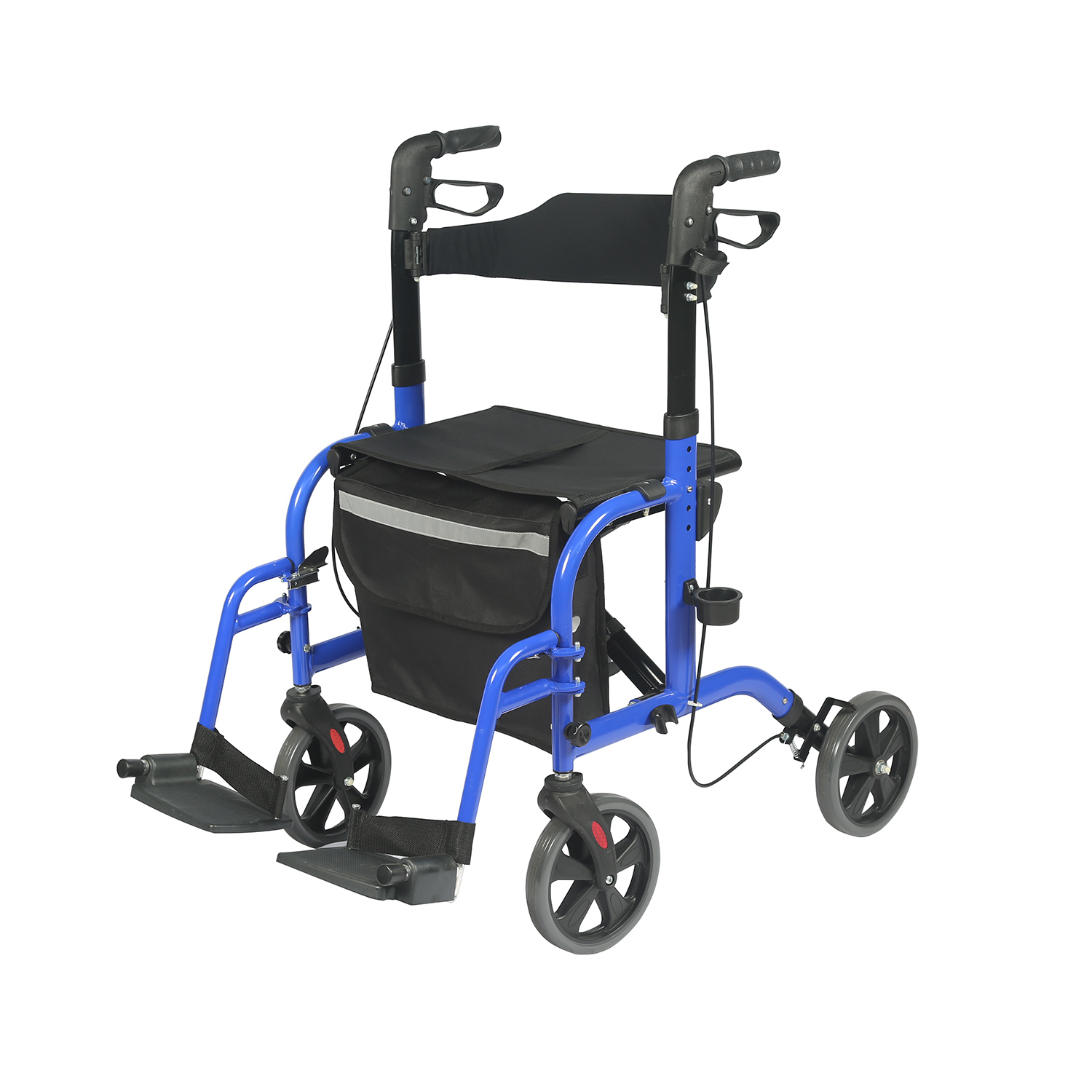 2 In 1 Rollator Walker & Transportstoel Vouwrolstoel Rolling Mobiliteit Walking Hulp met veiligheidsgordel en afneembare voetsteunen