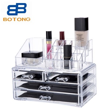 Wholesale Acrylic Jewelry and Makeup Organizer with Drawers for Lipsticks and Lashes - Stackable Storage Box